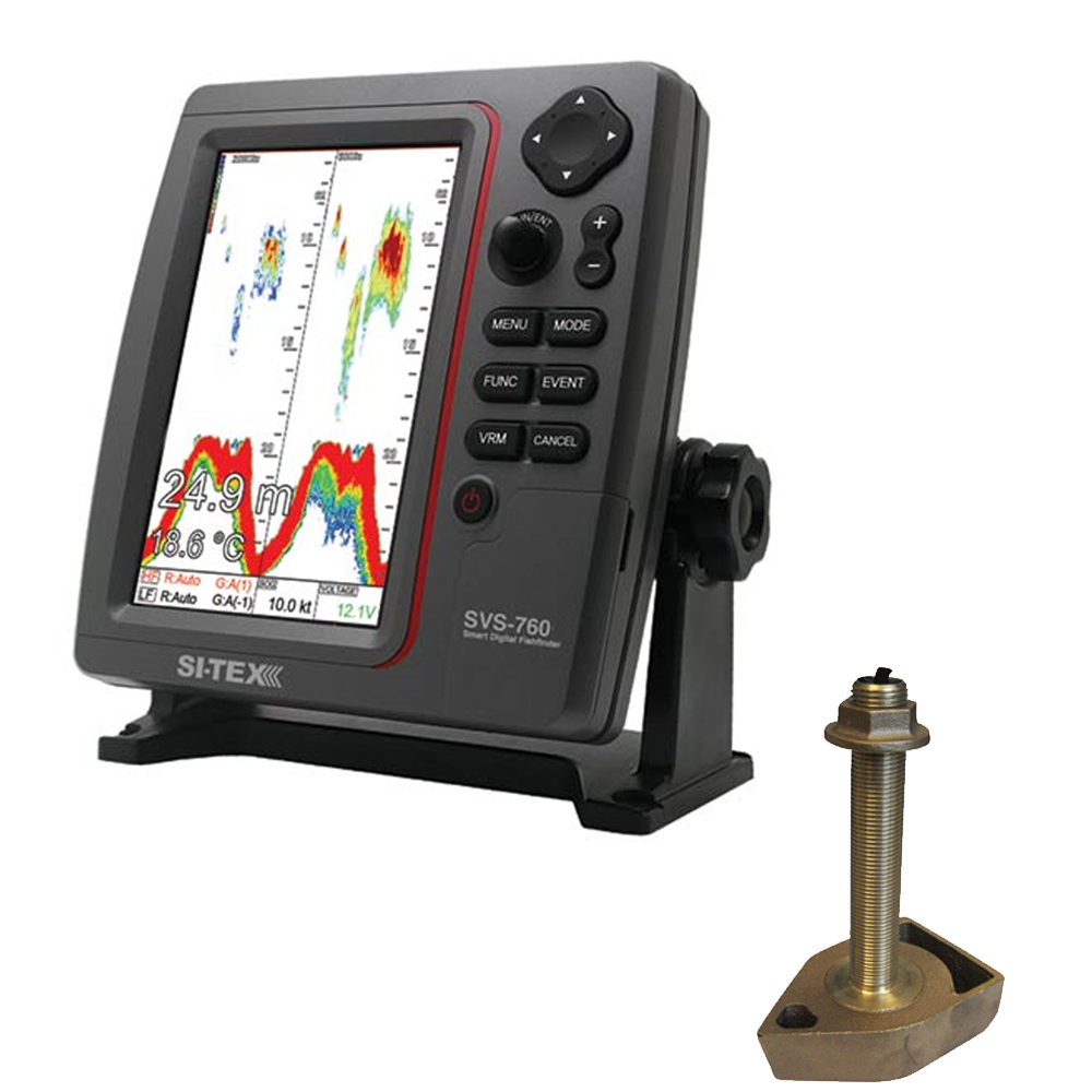 SI-TEX SVS-760 Dual Frequency Sounder 600W Kit with Bronze Thru-Hull Temp Transducer - 1700/50/200T-CX - SVS-760TH