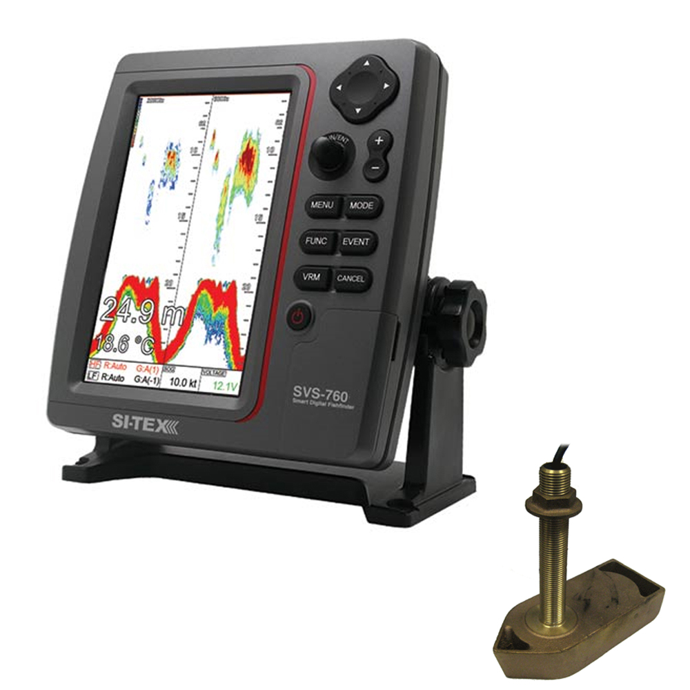 SI-TEX SVS-760 Dual Frequency Sounder 600W Kit with Bronze Thru-Hull Temp Transducer - 307/50/200T-CX - SVS-760TH1