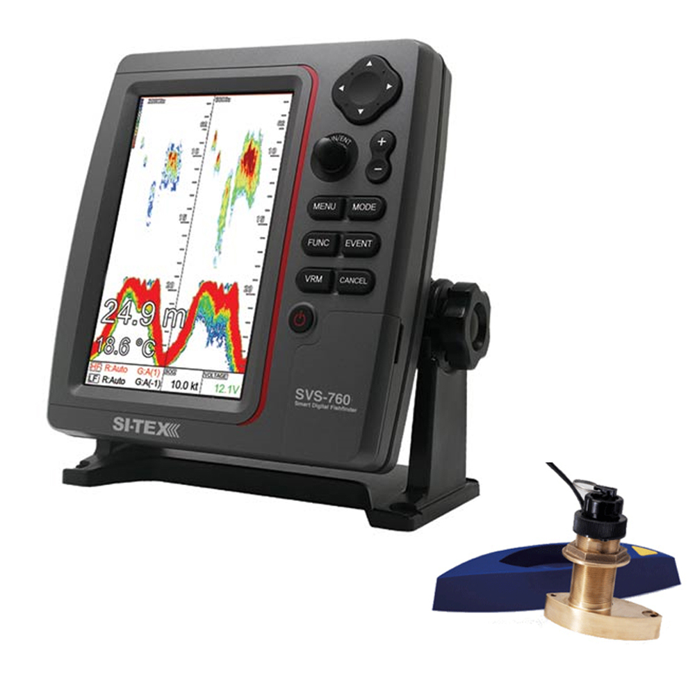 SI-TEX SVS-760 Dual Frequency Sounder 600W Kit with Bronze Thru-Hull Speed & Temp Transducer - SVS-760TH2