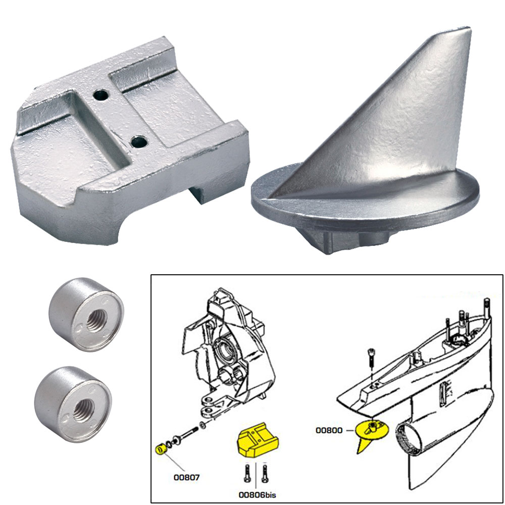 image for Tecnoseal Anode Kit w/Hardware – Mercury Alpha 1 Gen 1 – Aluminum