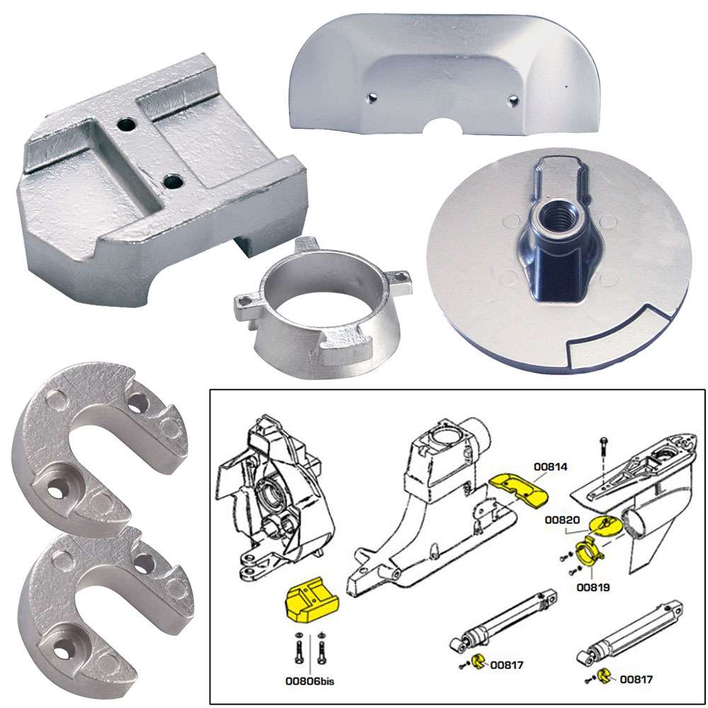 image for Tecnoseal Anode Kit w/Hardware – Mercury Alpha 1 Gen 2 – Aluminum