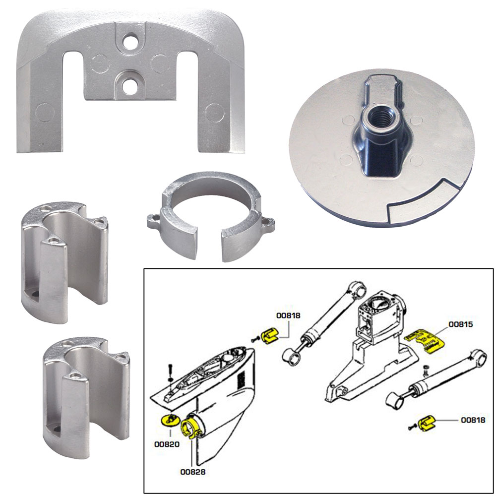 image for Tecnoseal Anode Kit w/Hardware – Mercury Bravo 1 – Zinc