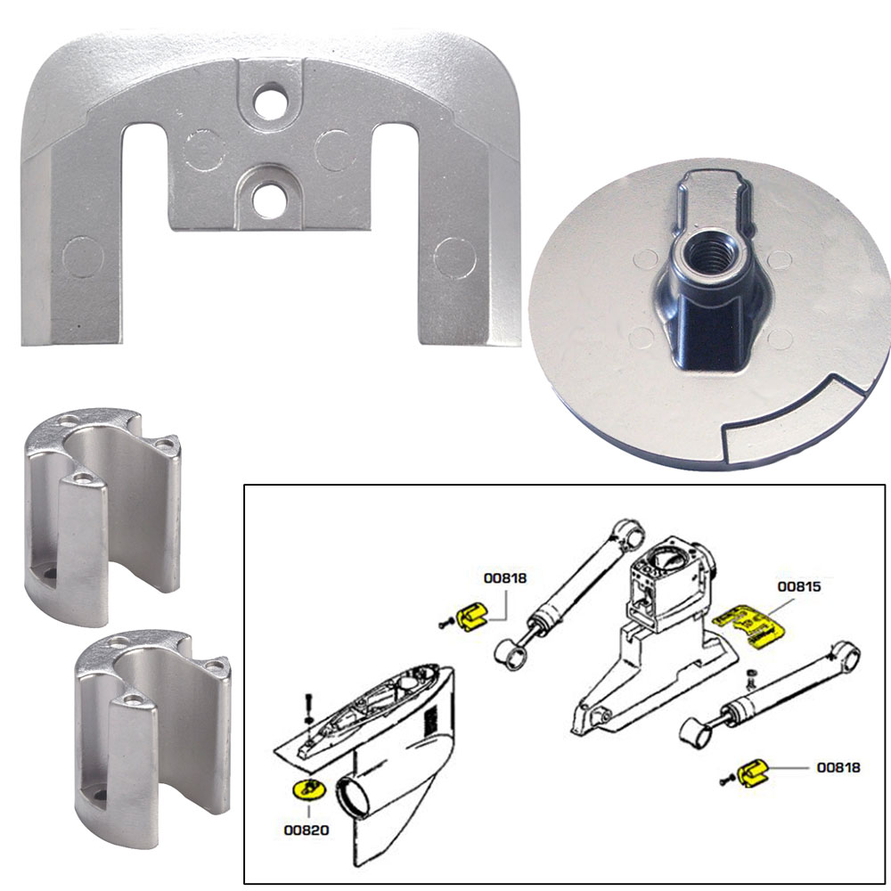 image for Tecnoseal Anode Kit w/Hardware – Mercury Bravo 2-3 – Aluminum