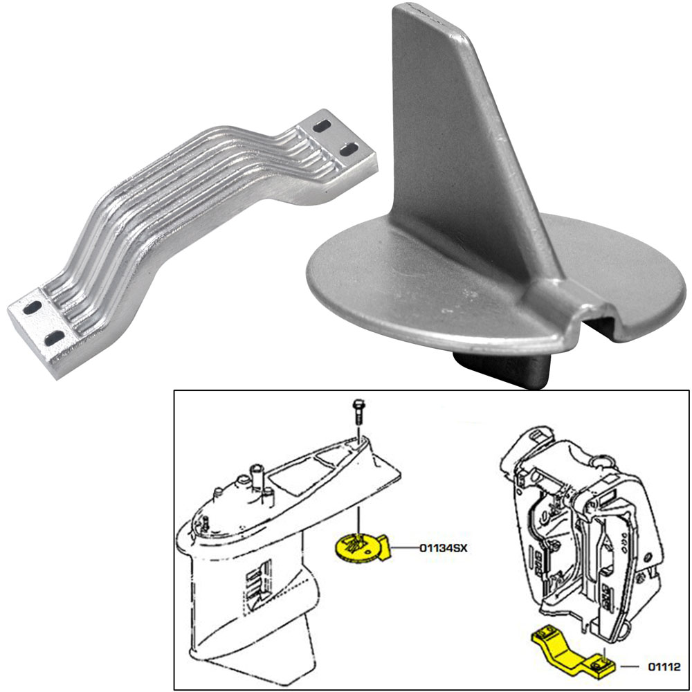image for Tecnoseal Anode Kit w/Hardware – Yamaha 150-200HP Left Hand Rotation – Aluminum