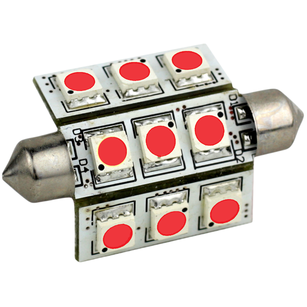 image for Lunasea Pointed Festoon 9 LED Light Bulb – 42mm – Red