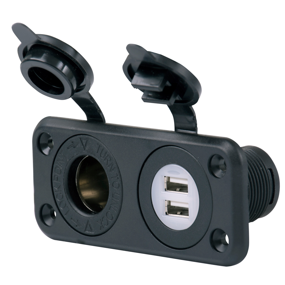 image for Marinco SeaLink® Deluxe Dual USB Charger & 12V Receptacle
