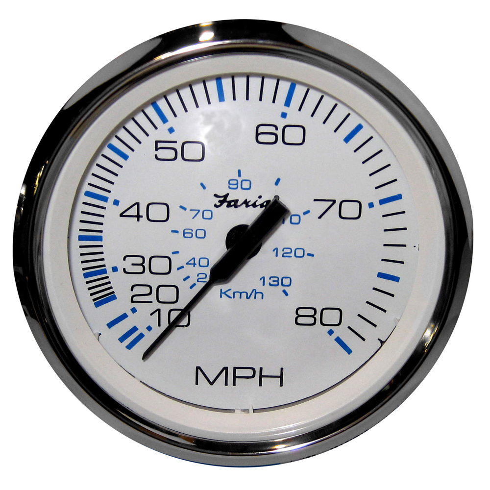 Faria Chesapeake White SS 4&quot; Speedometer - 80MPH (Pitot) CD-54648