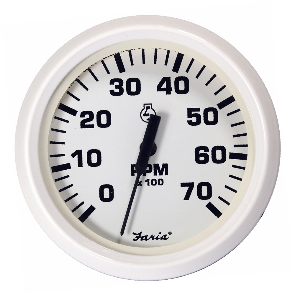 Faria Dress White 4&quot; Tachometer - 7000 RPM (Gas) (All Outboards) CD-54660