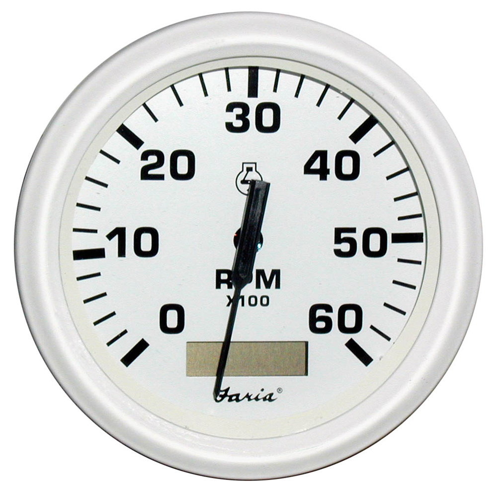 Faria Dress White 4&quot; Tachometer w/Hourmeter - 6000 RPM (Gas) (Inboard) CD-54663