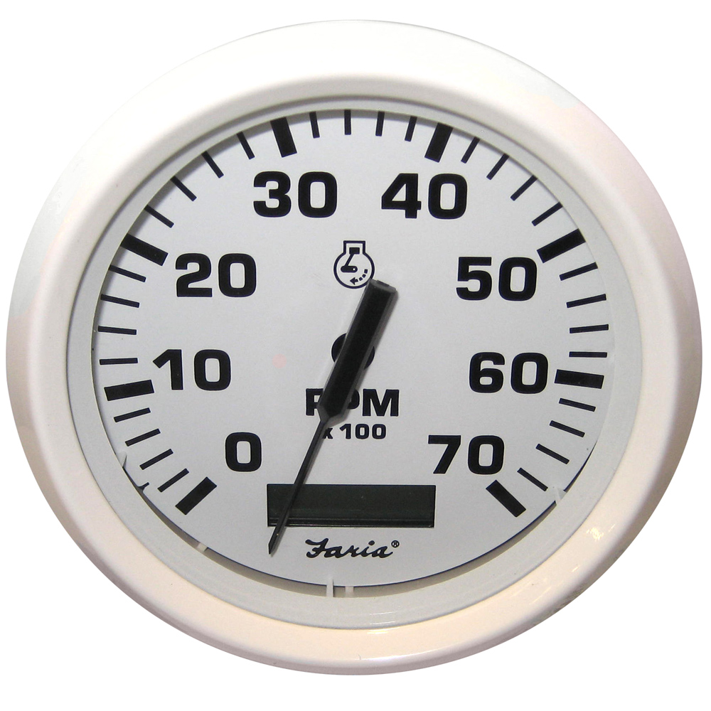 Faria Dress White 4&quot; Tachometer w/Hourmeter - 7000 RPM (Gas) (Outboard) CD-54664