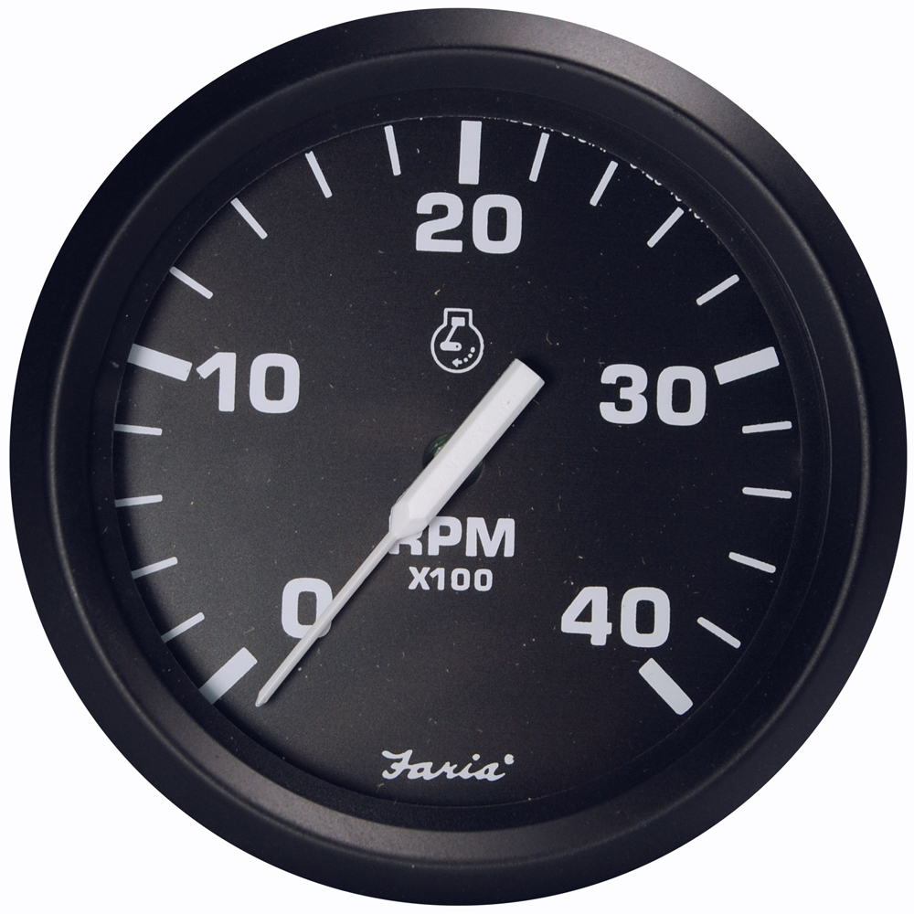 Faria Euro Black 4&quot; Tachometer - 4000 RPM (Diesel - Magnetic Pick-Up) CD-54683