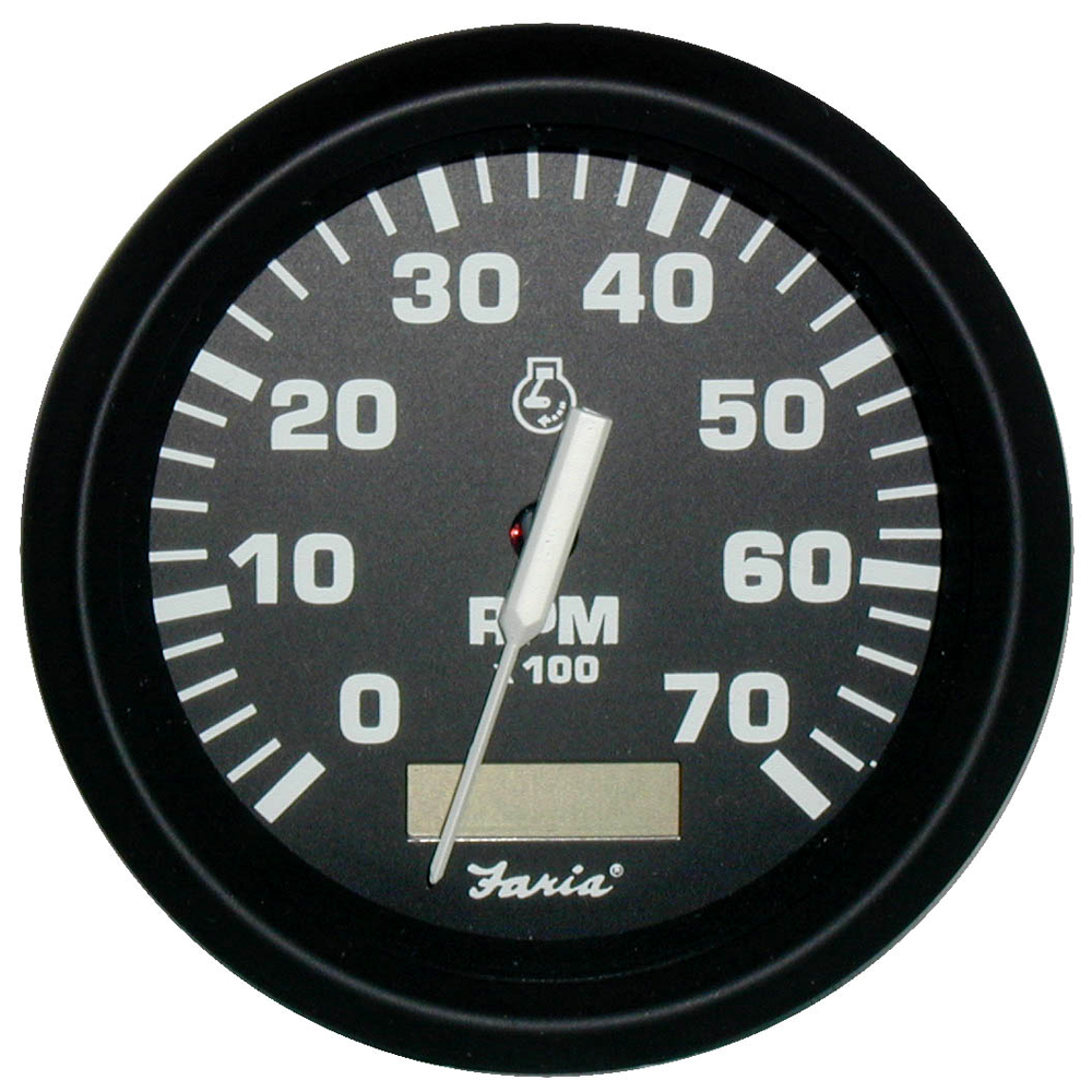 Faria Euro Black 4&quot; Tachometer w/Hourmeter - 7,000 RPM (Gas - Outboard) CD-54685