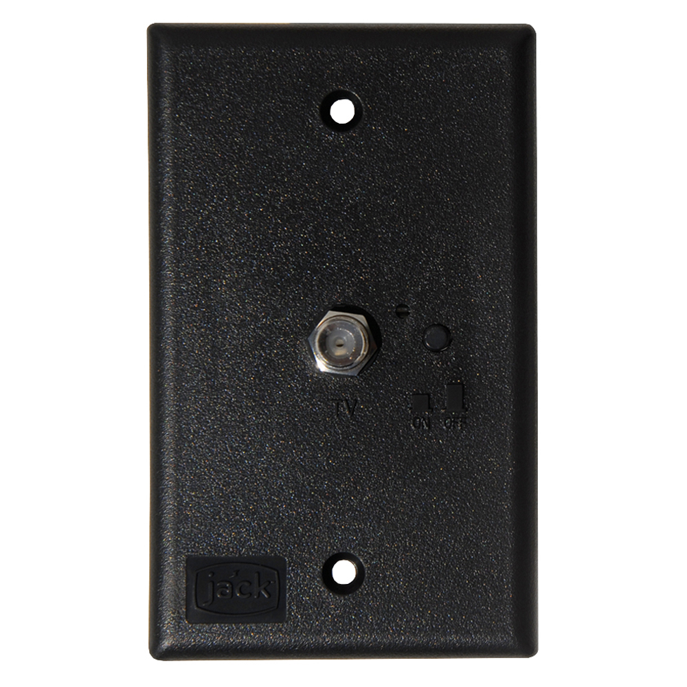 KING Jack PB1001 TV Antenna Power Injector Switch Plate - Black CD-55559