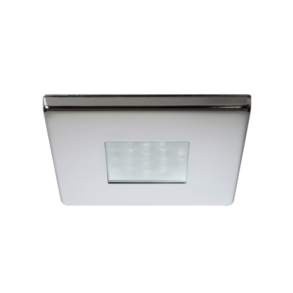 Quick Edwin C Downlight LED - 2W, IP66, Screw Mounted - Square Stainless Bezel, Square Warm White Light CD-55644