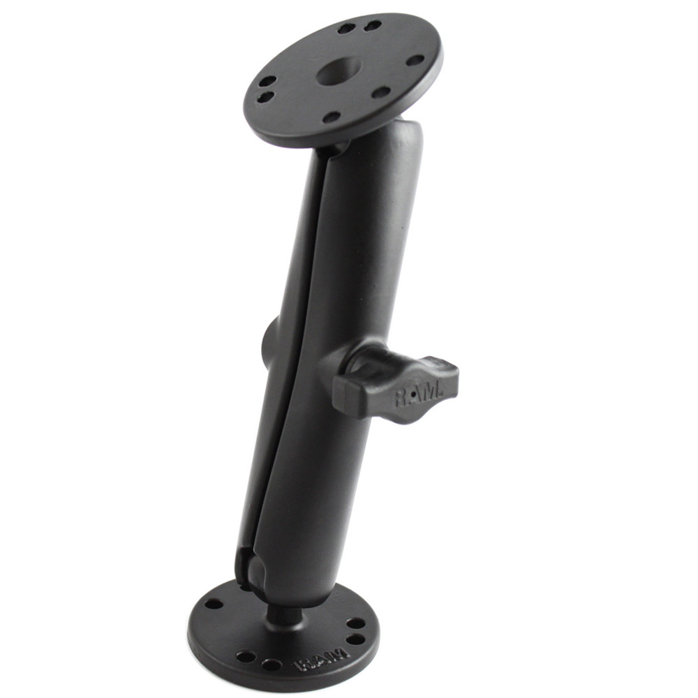 image for RAM Mount 1″ Diameter Ball Mount w/Long Double Socket Arm & 2/2.5″ Round Bases – AMPS Hole Pattern (7-5/16″ Length)