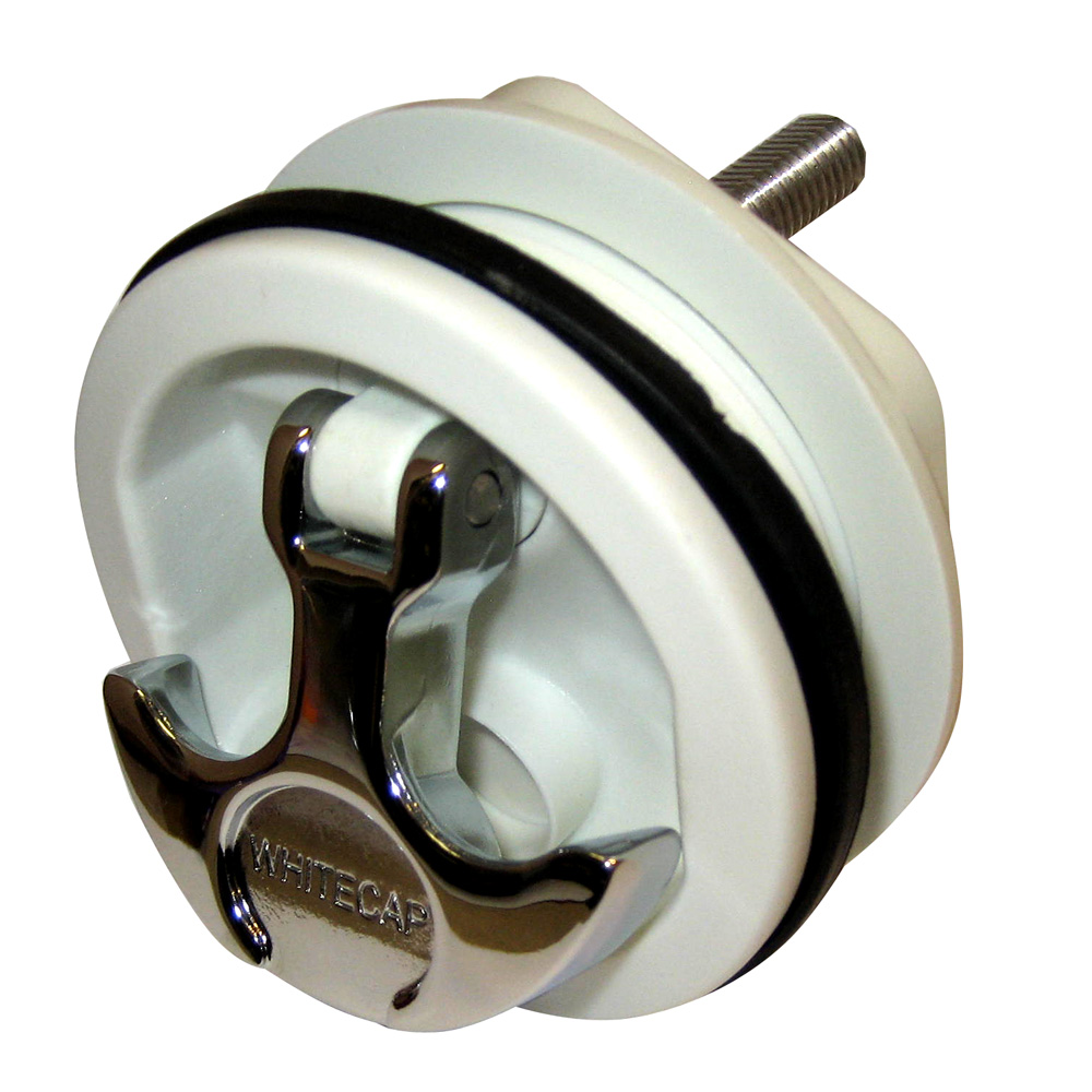 image for Whitecap T-Handle Latch – Chrome Plated Zamac/White Nylon – No Lock – Freshwater Use Only