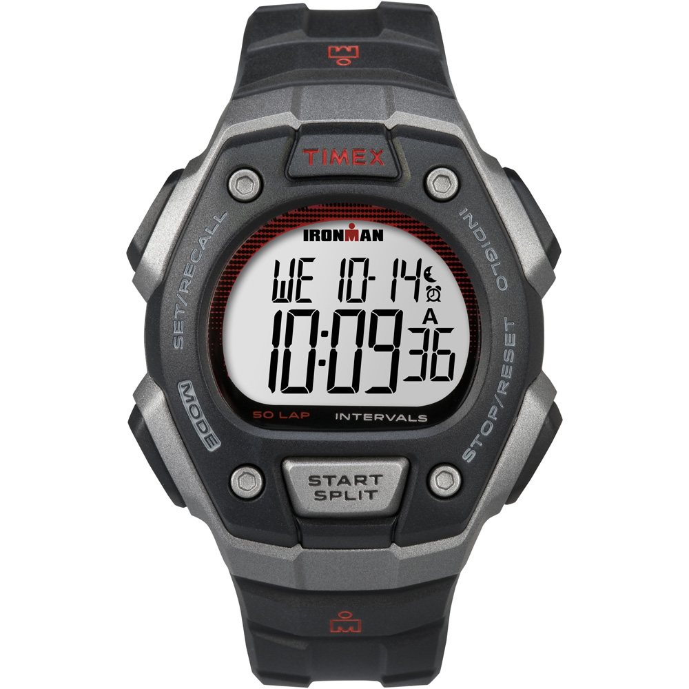 image for Timex Ironman Classic 50-Lap Full-Size Watch – Silver/Red