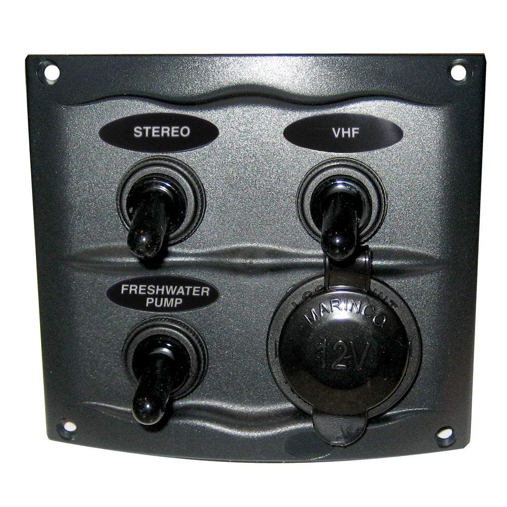 Marinco Waterproof Panel with 3 Switches - 12V - Grey - 900-3WPS