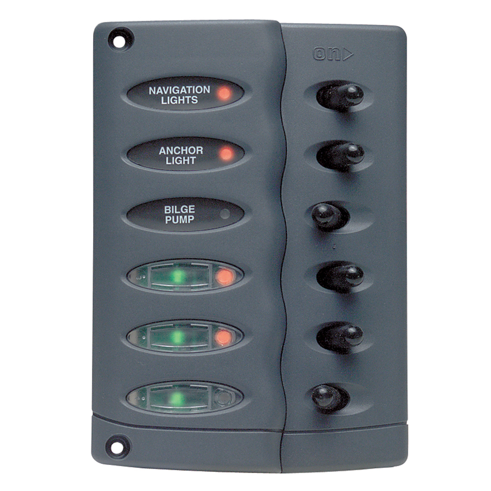 Marinco Contour Switch Panel - Waterproof 6 Way w/Fuse Holder CD-56947