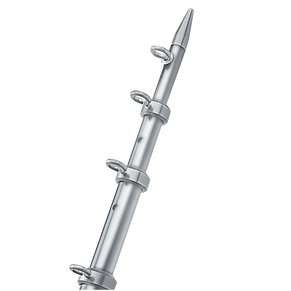 image for TACO 8′ Center Rigger Pole – Silver w/Silver Rings & Tip – 1-1/8″ Butt End Diameter