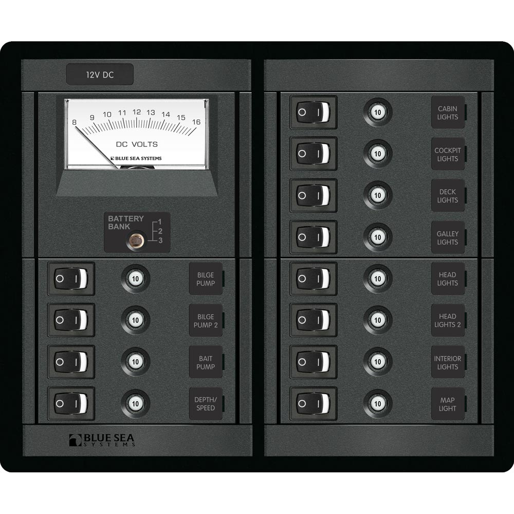Blue Sea 1464 12 Position Switch CLB + Meter Square CD-57225