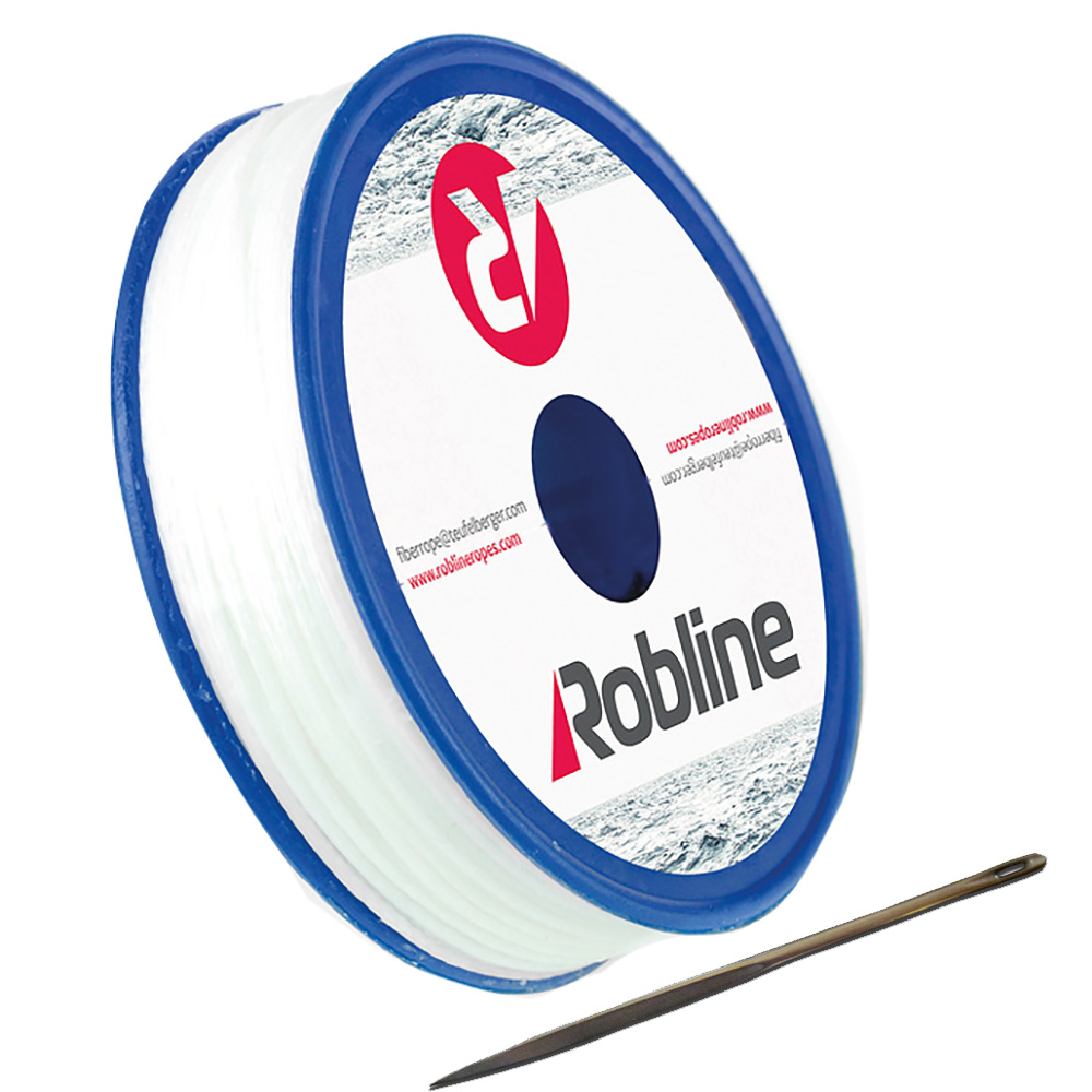 image for Robline Waxed Tackle Yarn Whipping Twine Kit w/Needle – White – 0.8mm x 40M