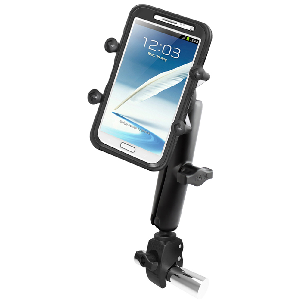 image for RAM Mount Tough-Claw™ Base w/Long Double Socket Arm & Universal X-Grip® IV f/Large Phone/Phablet Cradle