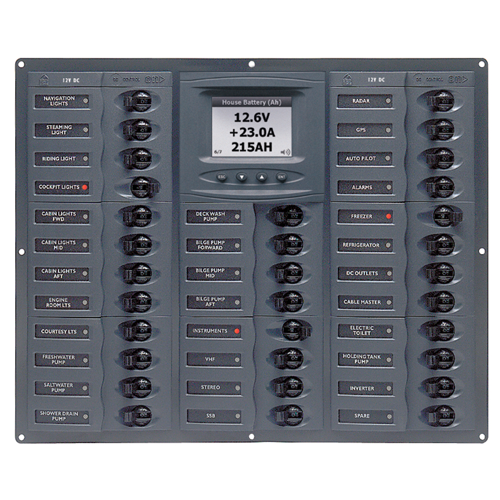 BEP Millennium Series DC Circuit Breaker Panel with Digital Meters, 32SP DC12V - M32-DCSM