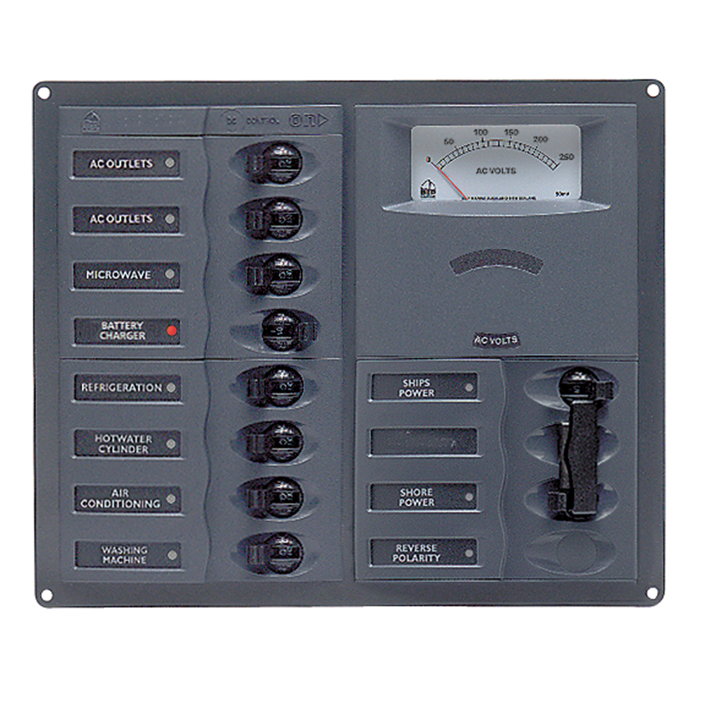 BEP AC Circuit Breaker Panel w/Analog Meters, 8SP 2DP AC120V Stainless Steel Vertical CD-59021