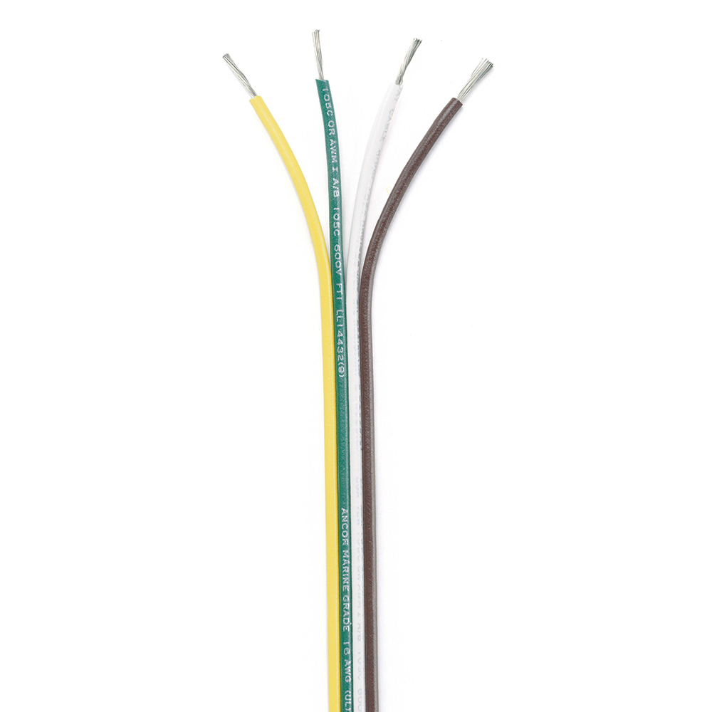 Ancor Ribbon Bonded Cable - 16/4 AWG - Brown/Green/White/Yellow - Flat - 100' CD-60755