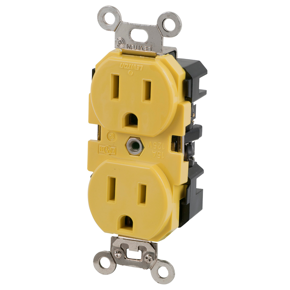 image for Marinco 15A 125V Yellow Duplex Straight Blade Receptacle