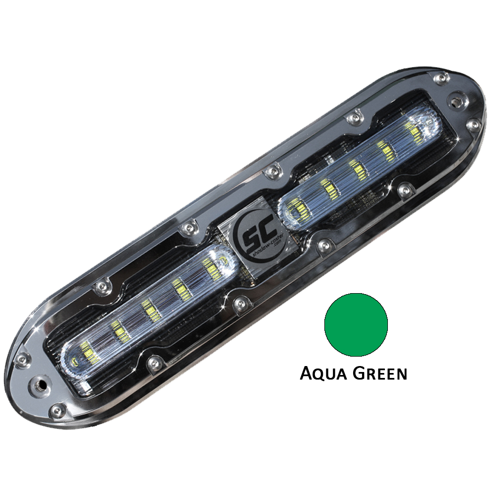 image for Shadow-Caster SCM-10 LED Underwater Light w/20′ Cable – 316 SS Housing – Aqua Green