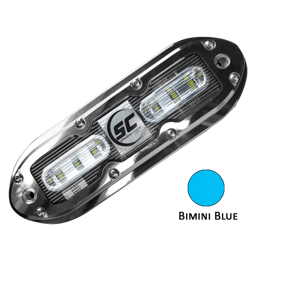 image for Shadow-Caster SCM-6 LED Underwater Light w/20′ Cable – 316 SS Housing – Bimini Blue