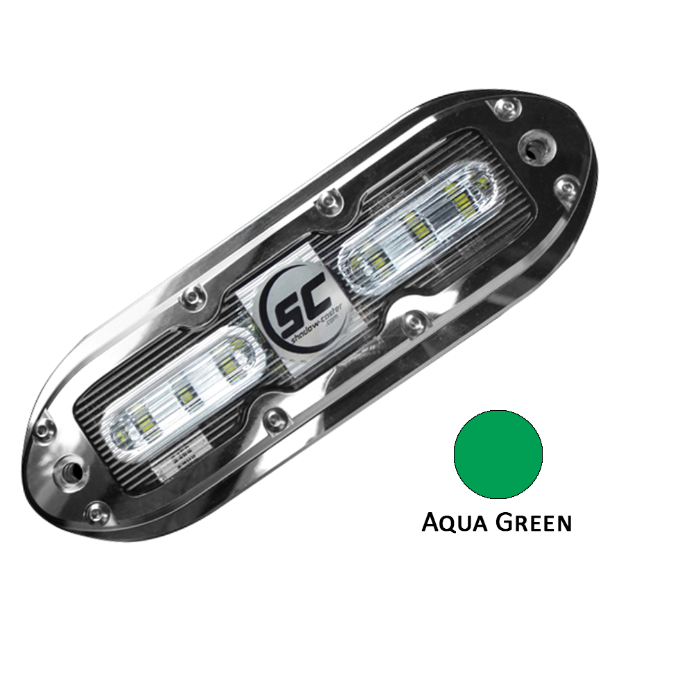 image for Shadow-Caster SCM-6 LED Underwater Light w/20′ Cable – 316 SS Housing – Aqua Green