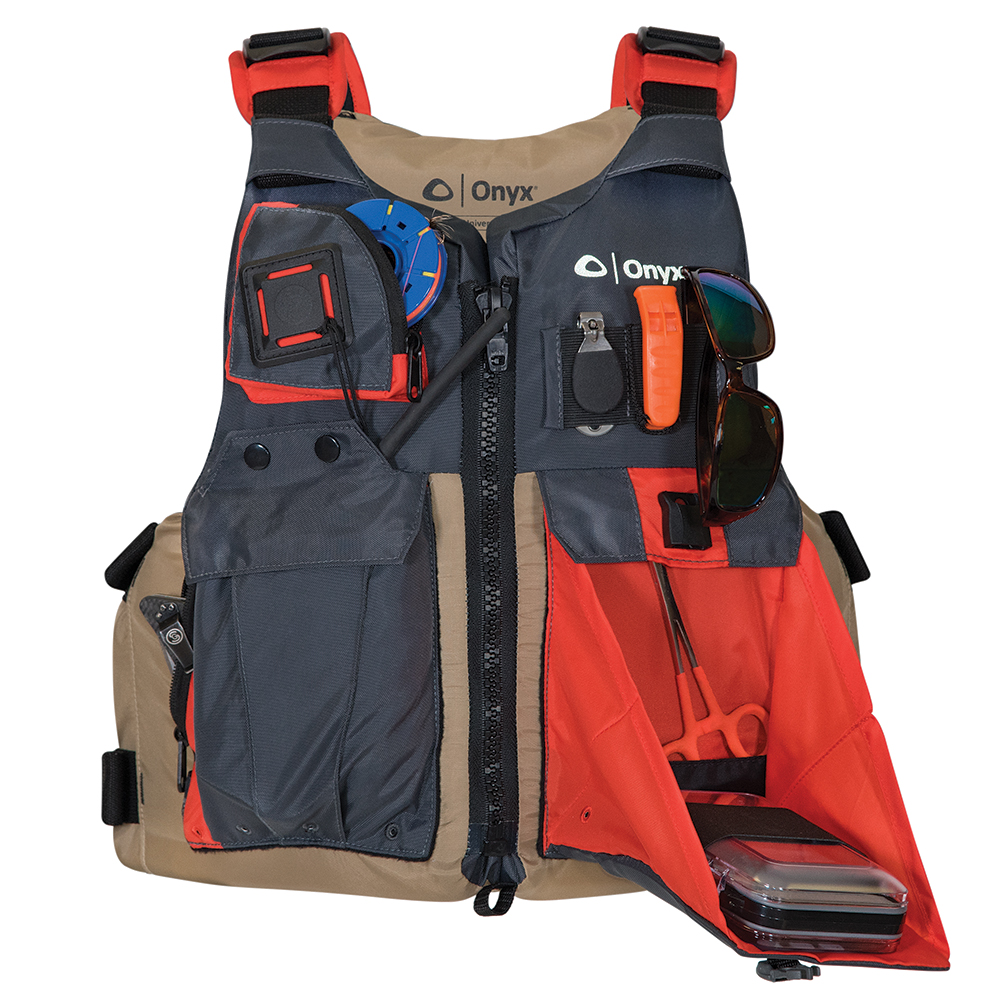 image for Onyx Kayak Fishing Vest – Adult Universal – Tan/Grey