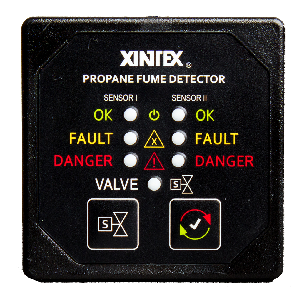 image for Fireboy-Xintex Propane Fume Detector w/2 Plastic Sensors – No Solenoid Valve – Square Black Bezel Display