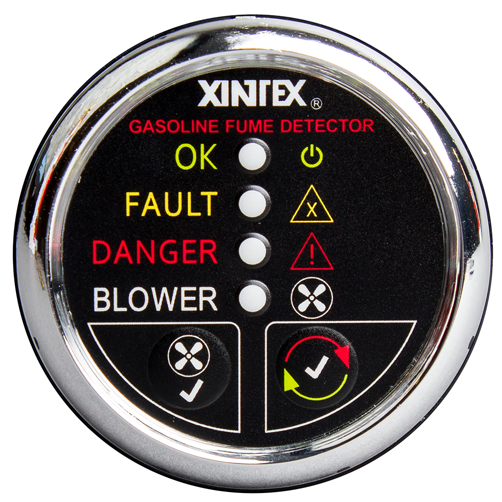 image for Fireboy-Xintex Gasoline Fume Detector w/Blower Control – Chrome Bezel – 12V