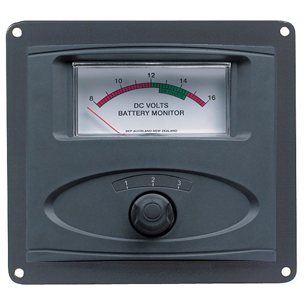 BEP 3 Input Panel Mounted Analog 12V Battery Condition Meter (Expanded Scale 8-16V DC Range) CD-64621