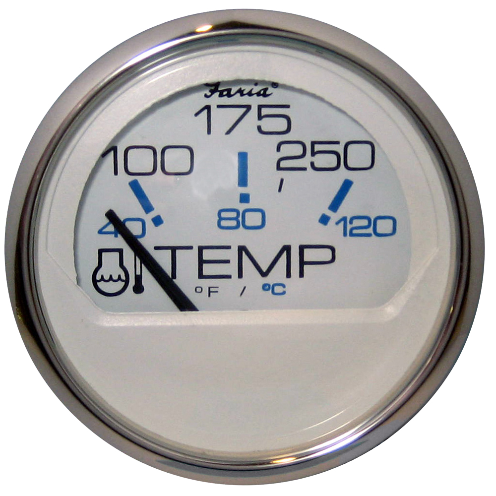 image for Faria Chesapeake White SS 2″ Water Temperature Gauge – Metric (40 to 120°C)