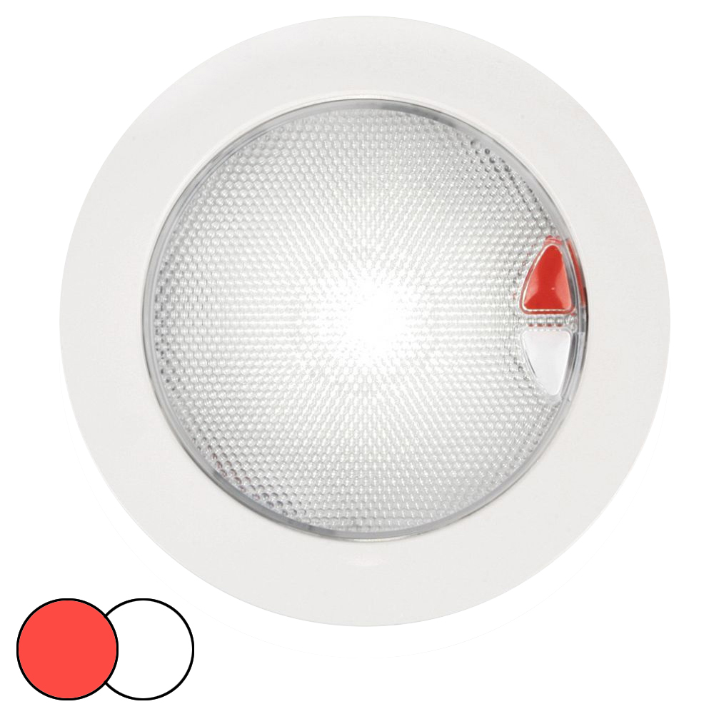 image for Hella Marine EuroLED 150 Recessed Surface Mount Touch Lamp – Red/White LED – White Plastic Rim
