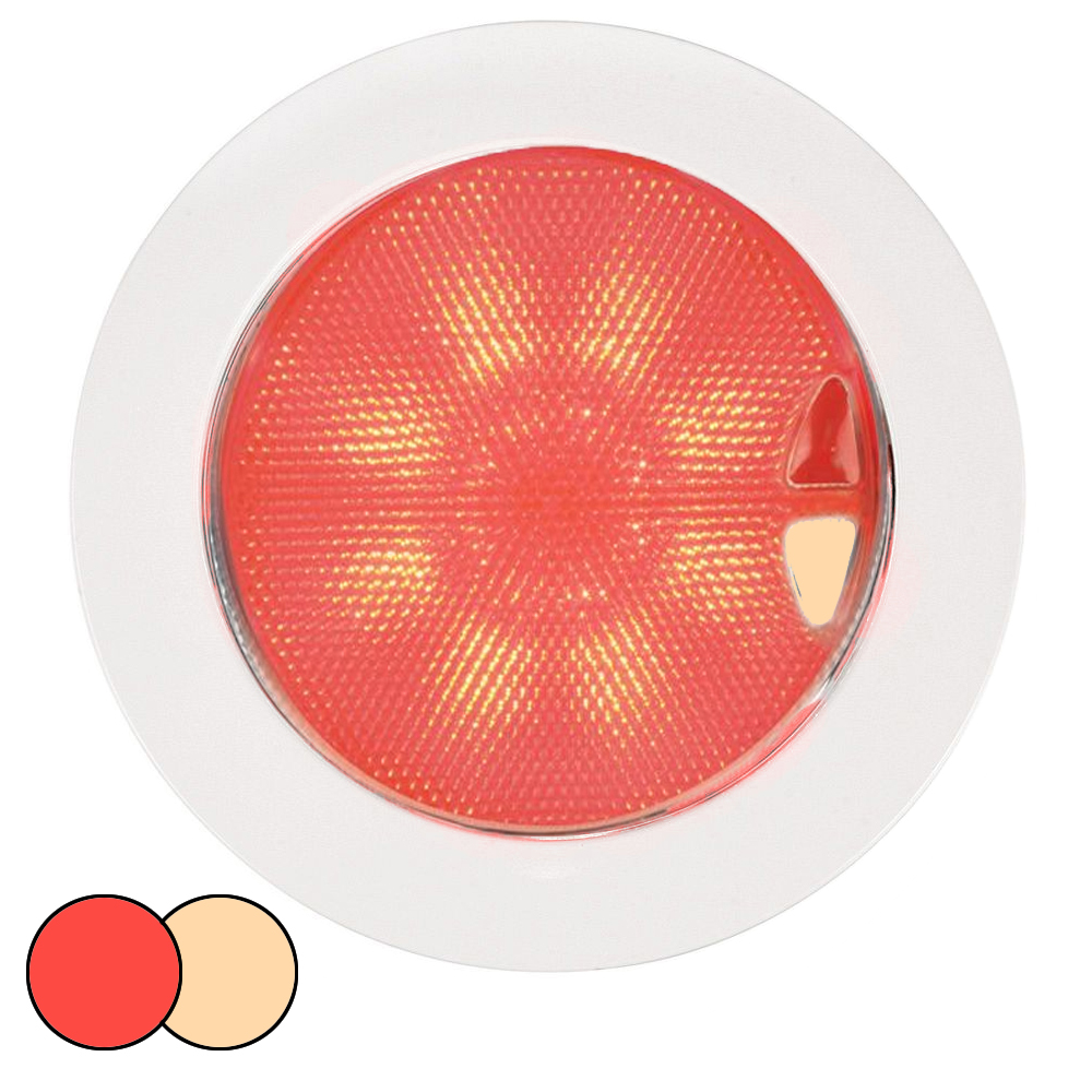 image for Hella Marine EuroLED 150 Recessed Surface Mount Touch Lamp – Red/Warm White LED – White Plastic Rim