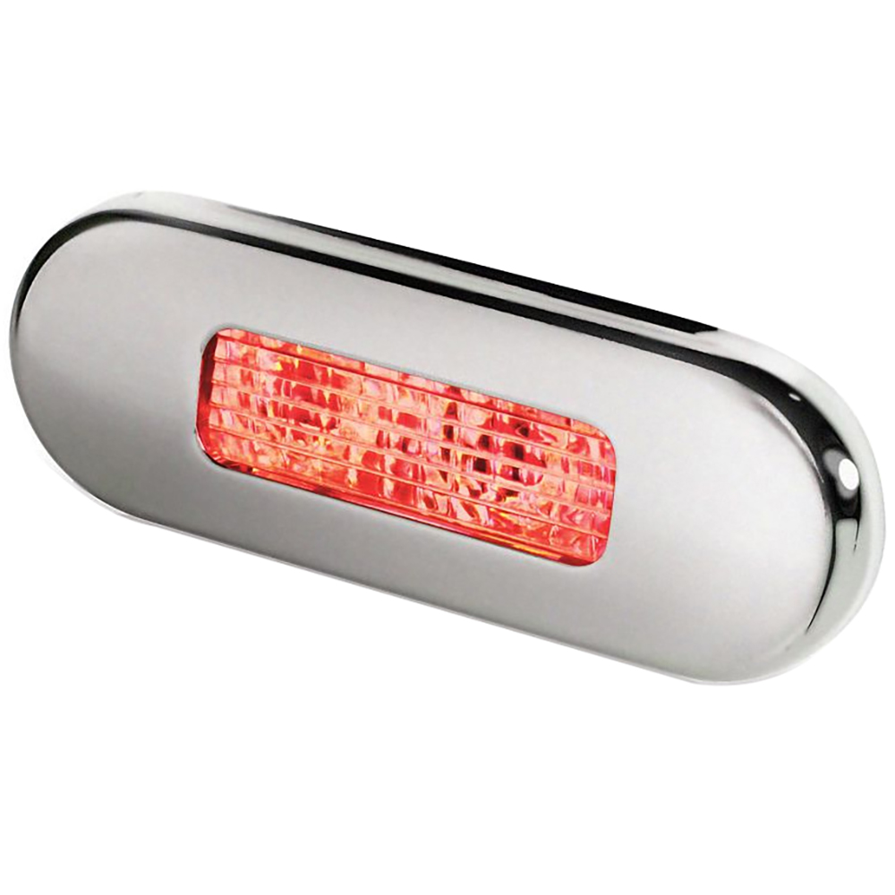 image for Hella Marine Surface Mount Oblong LED Courtesy Lamp – Red LED – Stainless Steel Bezel