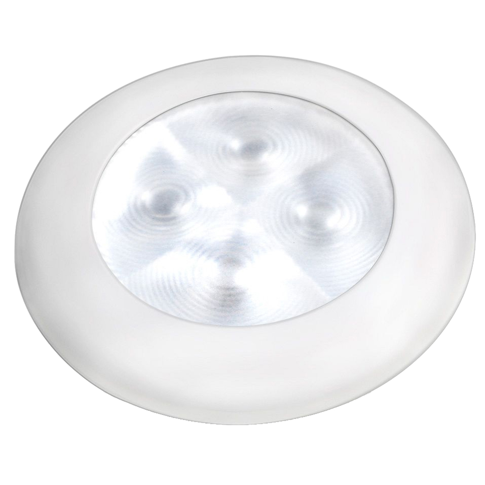 image for Hella Marine Slim Line LED ‘Enhanced Brightness’ Round Courtesy Lamp – White LED – White Plastic Bezel – 12V