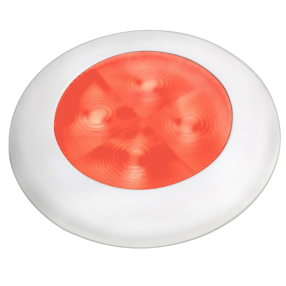 image for Hella Marine Slim Line LED ‘Enhanced Brightness’ Round Courtesy Lamp – Red LED – White Plastic Bezel – 12V