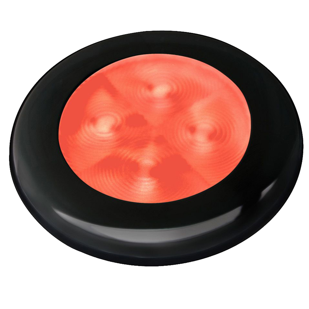 image for Hella Marine Slim Line LED ‘Enhanced Brightness’ Round Courtesy Lamp – Red LED – Black Plastic Bezel – 12V