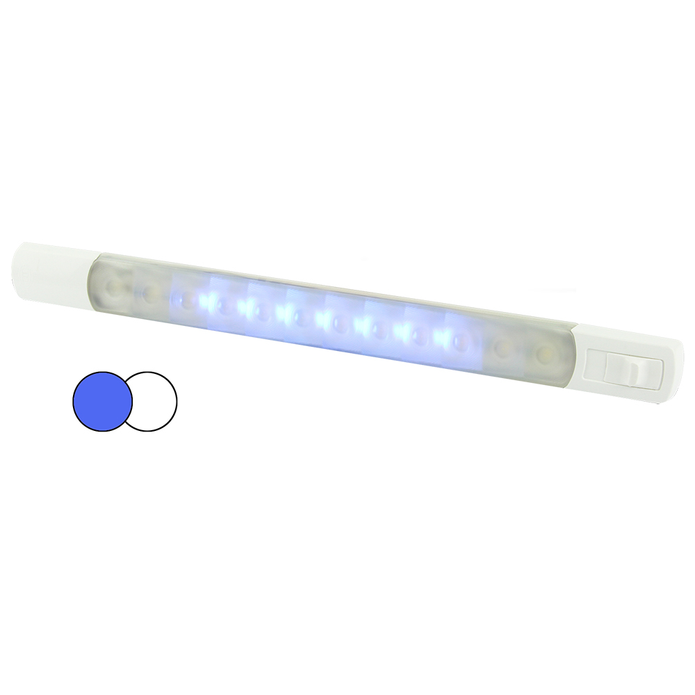 image for Hella Marine Surface Strip Light w/Switch – White/Blue LEDs – 12V