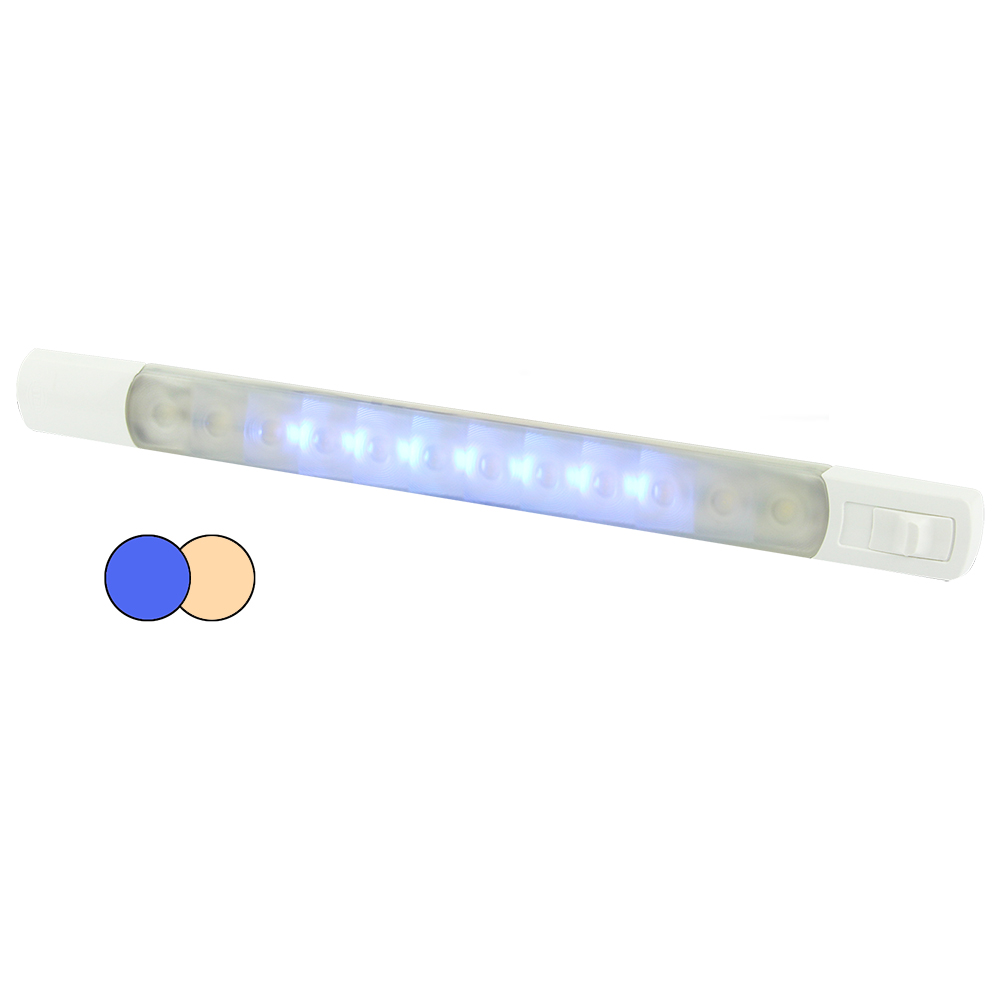 image for Hella Marine Surface Strip Light w/Switch – Warm White/Blue LEDs – 12V