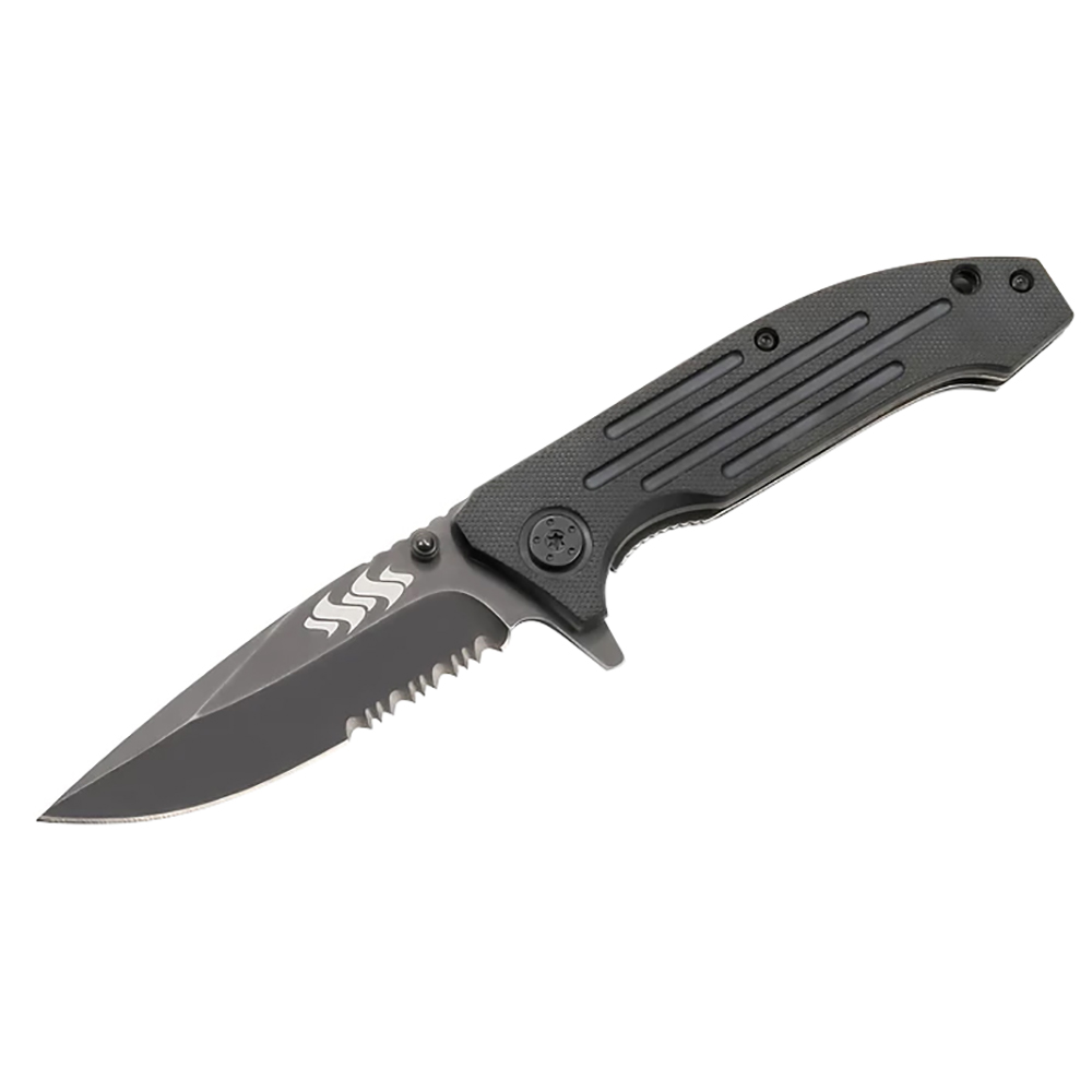 image for Kuuma 4.5″ Serrated Edge Spring Assisted Folding Knife – Stainless Steel