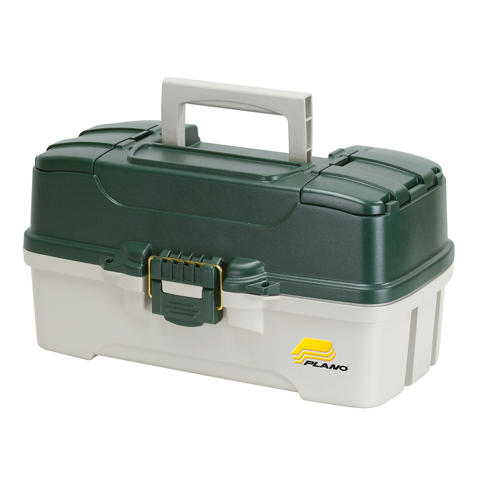 image for Plano 3-Tray Tackle Box w/Duel Top Access – Dark Green Metallic/Off White