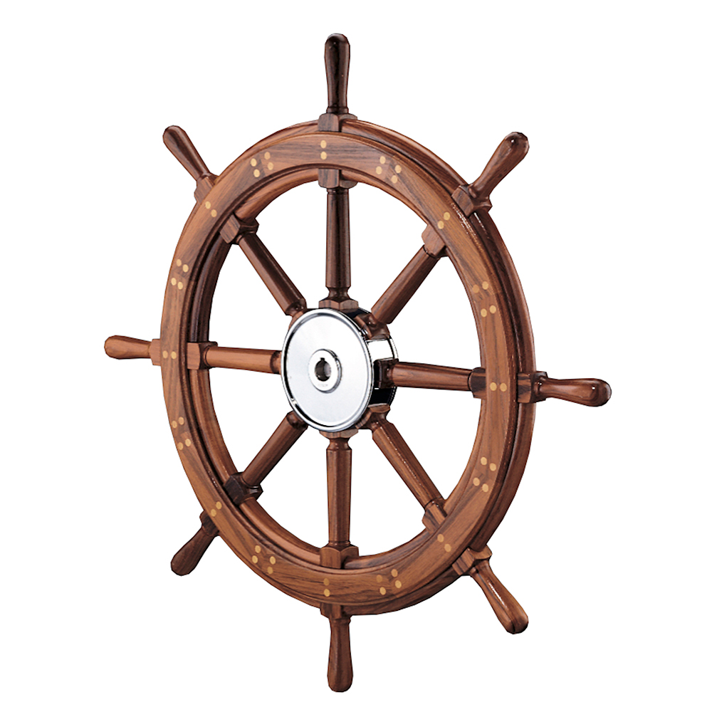 image for Edson 28″ Classic Teak Yacht Wheel